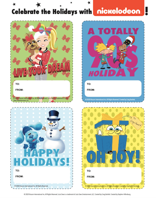 Nickelodeon Holiday Cards - Save and Print