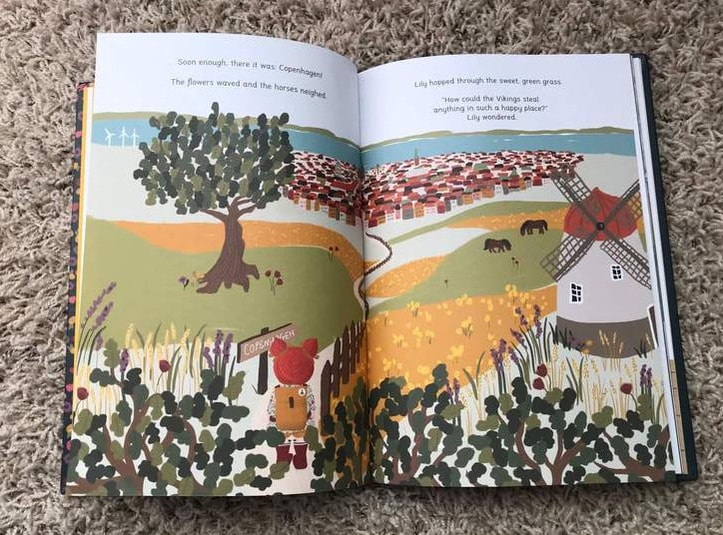 The Adventures of Lily Huckleberry in Scandinavia features colorful and whimsical illustrations