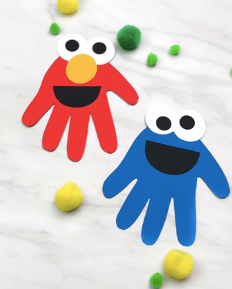 Sesame Street Paper Elmo and Cookie Monster Hand Craft