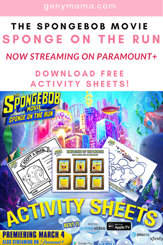 The Spongebob Movie Sponge on the Run Now Streaming on Paramount+ | Celebrate with free printable activity sheets