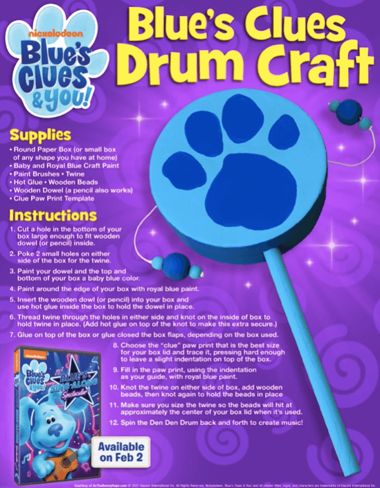 Blue's Clues Drum Craft Instructions