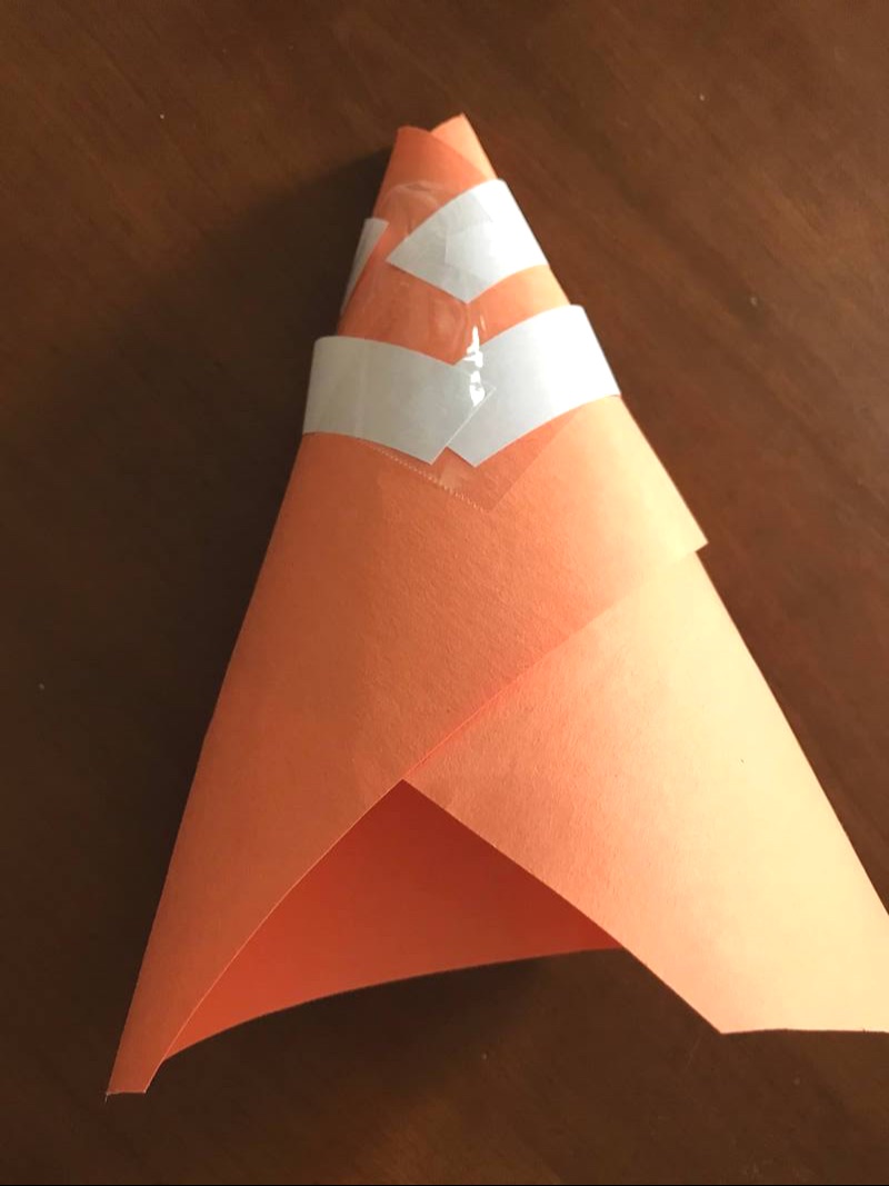 DIY Traffic Cone Ring Toss Game, back of cone