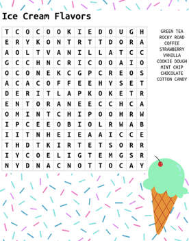 National Ice Cream Day Word Search