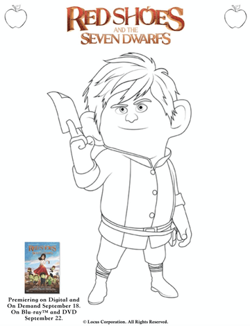 Red Shoes and the Seven Dwarfs Coloring Sheet Merlin