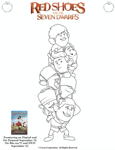 Red Shoes and the Seven Dwarfs Coloring Sheet The Seven Dwarfs 