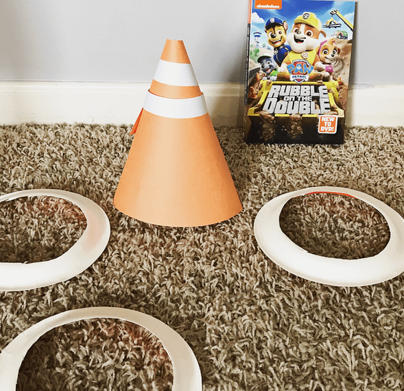 PAW Patrol Rubble on the Double DVD Viewing Party with Traffic Cone Ring Toss Game