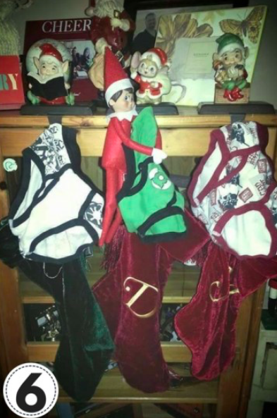 Elf on the Shelf Ideas in a Stocking