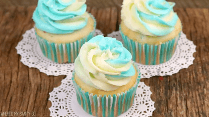 Frozen 2 Movie Night, Blue Icing Cupcakes