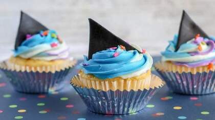 Baby Shark Party Ideas Shark Fin Cupcakes