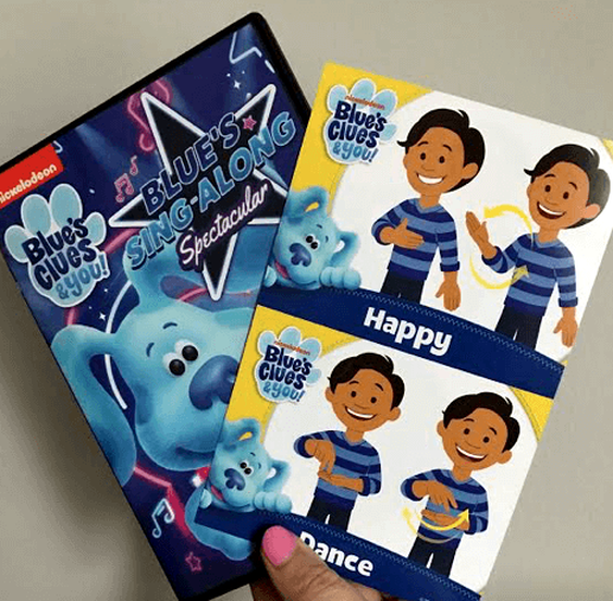 The Blue's Clues Sing-Along Spectacular DVD comes with 4 ASL flashcards! 