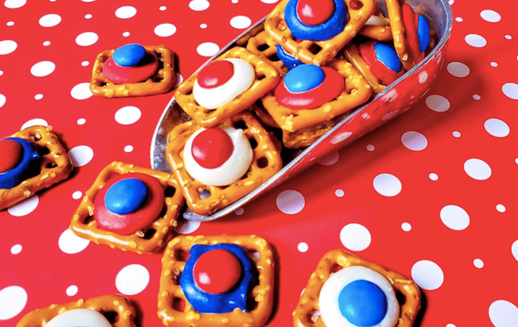 How to make Election Day fun for kids, red white and blue pretzel bites