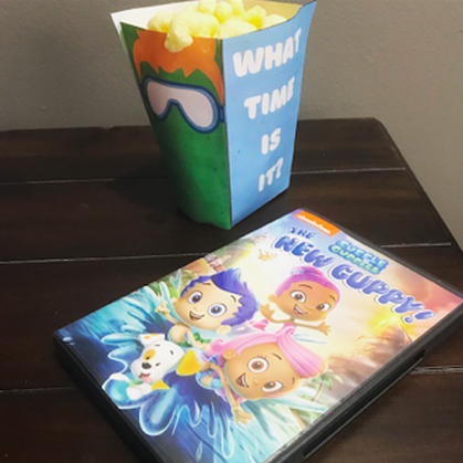 Bubble Guppies Nonny printable popcorn box and New Bubble Guppy DVD