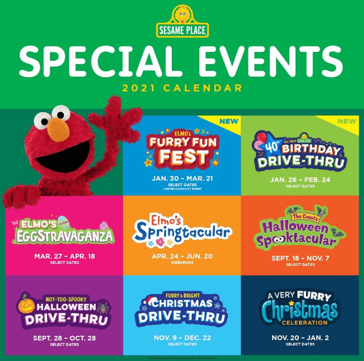 Sesame Place 2021 Special Events Calendar