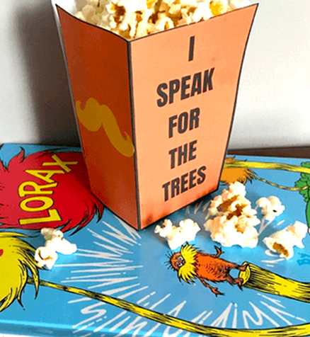 Dr. Seuss Day 2021 | Dr. Seuss Day at Home | The Lorax Inspired Printable Popcorn Box