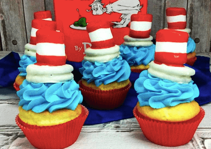 Dr. Seuss Cat in the Hat Cupcakes