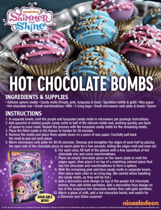 Shimmer and Shine Hot Chocolate Bombs Instructions